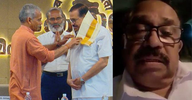  ലീഗ് നേതാവ് കെ.എന്‍.എ ഖാദര്‍ ആര്‍.എസ്.എസ് വേദിയില്‍ പൊന്നാടയണിയിച്ച് സ്വീകരണം വിവാദം; വിശദീകരണം