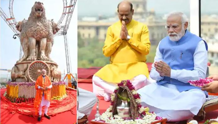  9500 കിലോ ഭാരം, ആറര മീറ്റര്‍ ഉയരം, പുതിയ പാര്‍ലമെന്റ് മന്ദിരത്തിന് മുകളിലെ അശോക സ്തംഭം; പ്രധാനമന്ത്രി അനാച്ഛാദനം ചെയ്തു